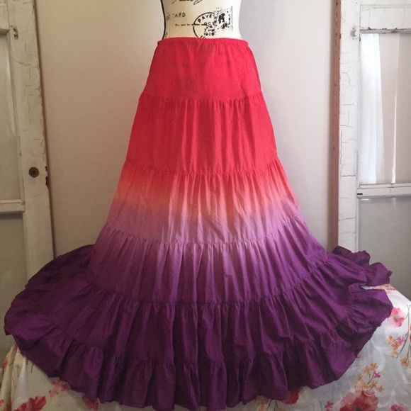 Boho tiered hippie maxi skirt with full - Picture 4 of 5